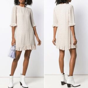 Ganni Sz4 Elm Georgette Polkadot Dress